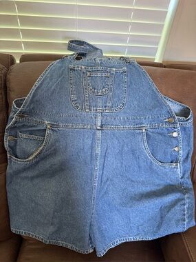 Cherokee Sz 22W Denim Jumper Shorts Overalls